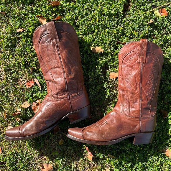 Lucchese 1883 Bart N1596 Leather Western Cowboy Boots Brown Cowhide Handmade 10D - Picture 3 of 16